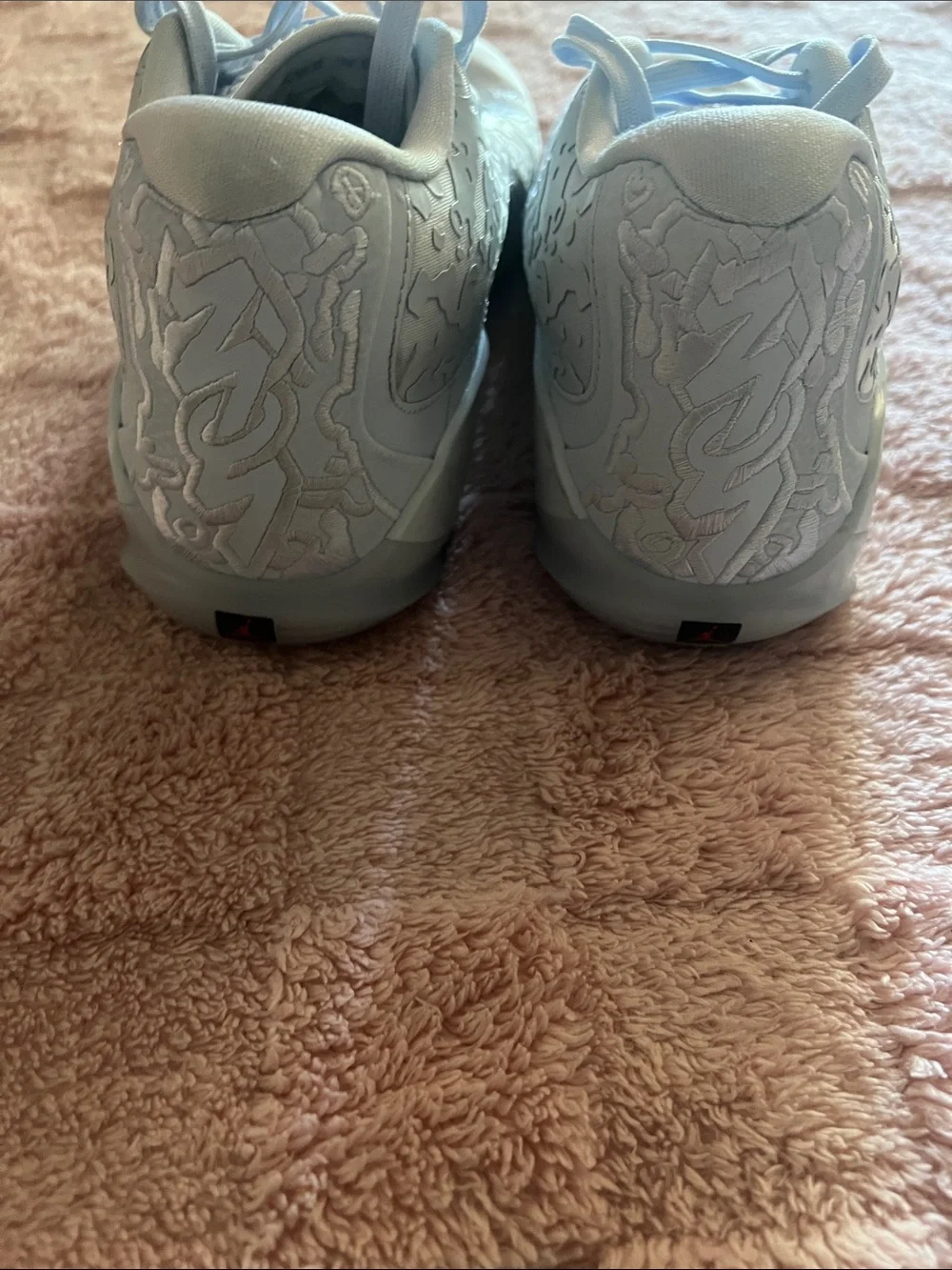 Jordan Men's Athletic Shoes Light Gray with Light Blue Accents